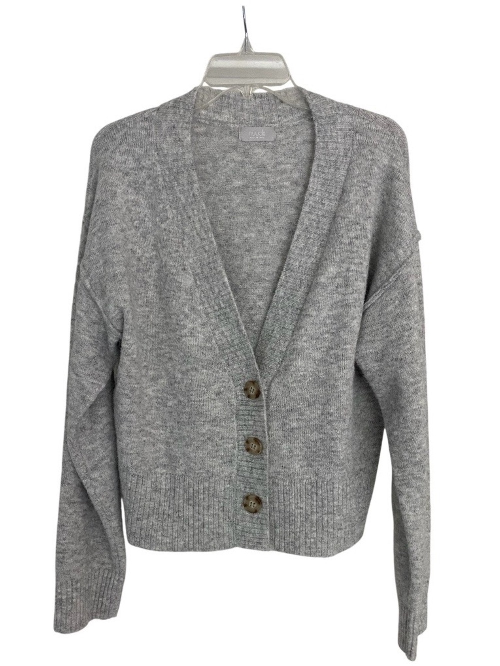 nuuds Cozy Knit Cardigan Sweater in Heathered Grey